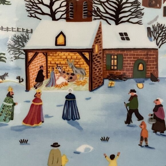 Villeroy & Boch Naif Christmas Square Handled Porcelain Cake Platter Plate 8" - Picture 6 of 10